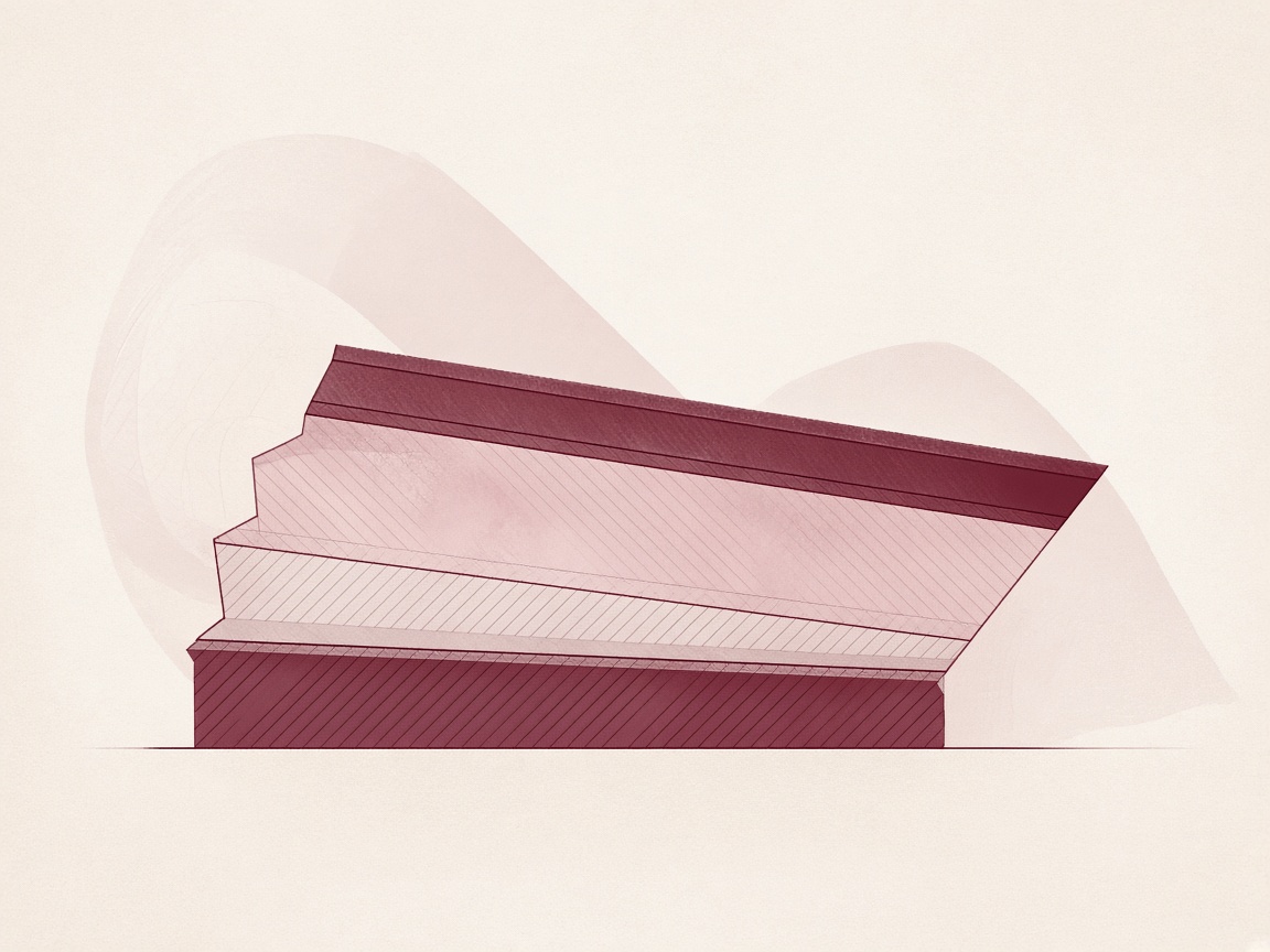 Soft illustration of stacked roof weather layers in cross-section